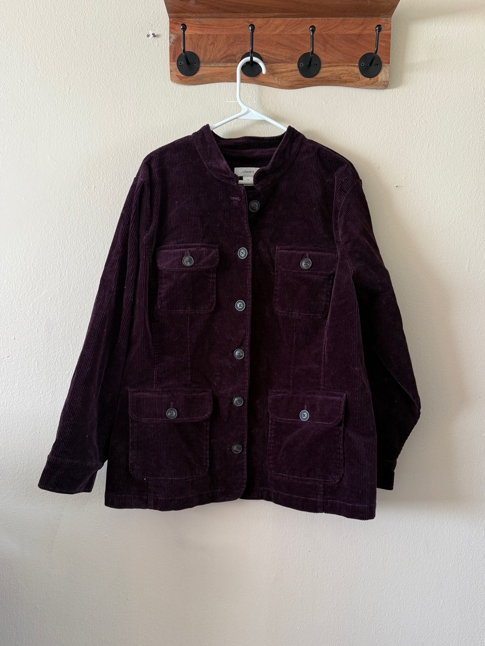 CJ Banks Purple Corduroy Jacket Size 2X Plus Size Utility Fall Jacket Pockets